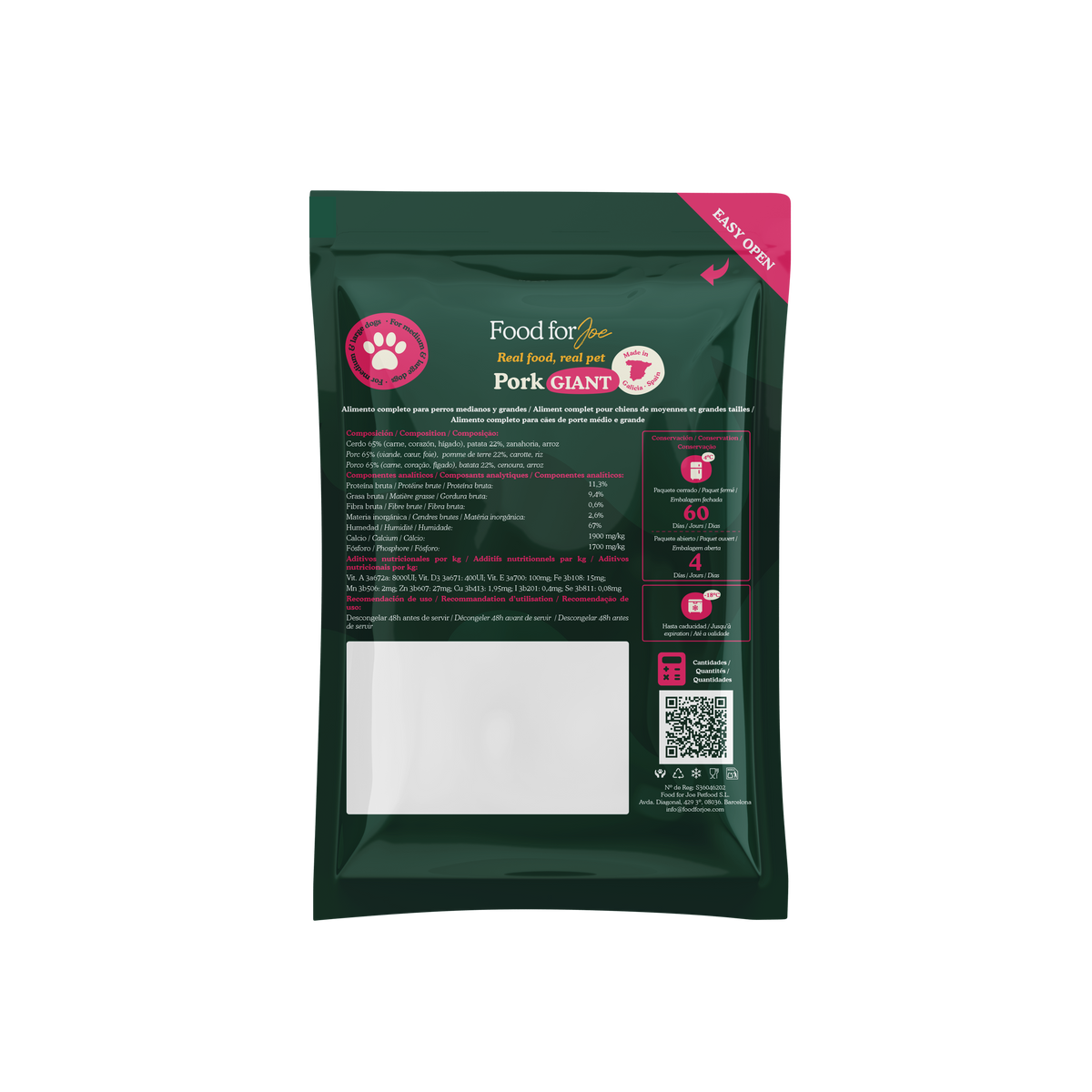 Giant Cerdo 1200 gr - Receta de cerdo para perros medianos y grandes