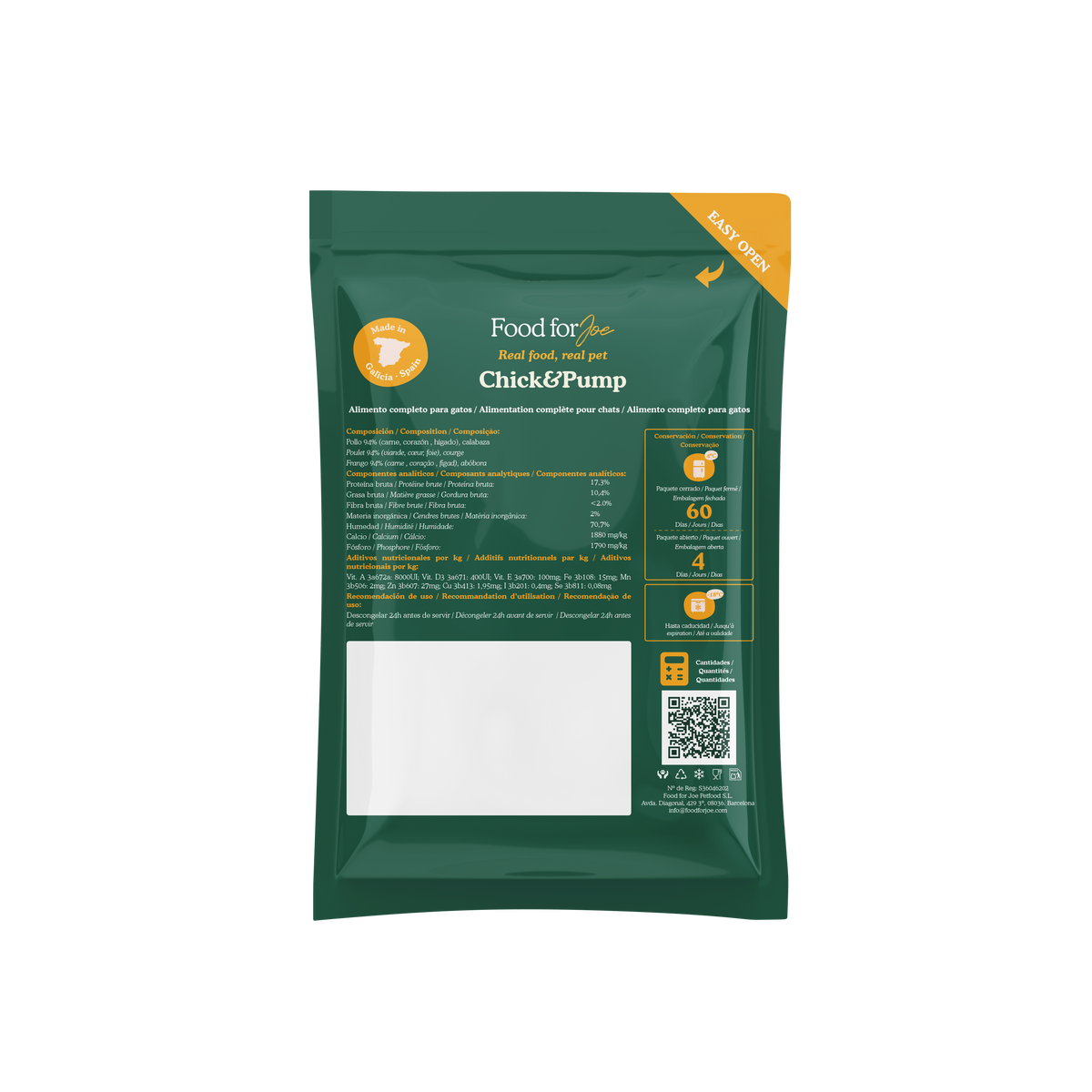 Chick&Pump - menú de pollo para gatos 200g