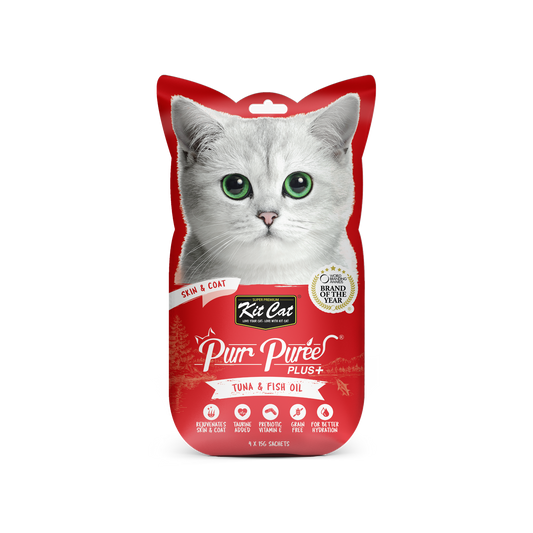 Kit Cat PurrPuree - Atum - Pele e pelo - 4x15g